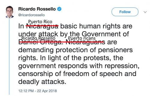 Le arreglé el tweet a Ricardo Rosselló